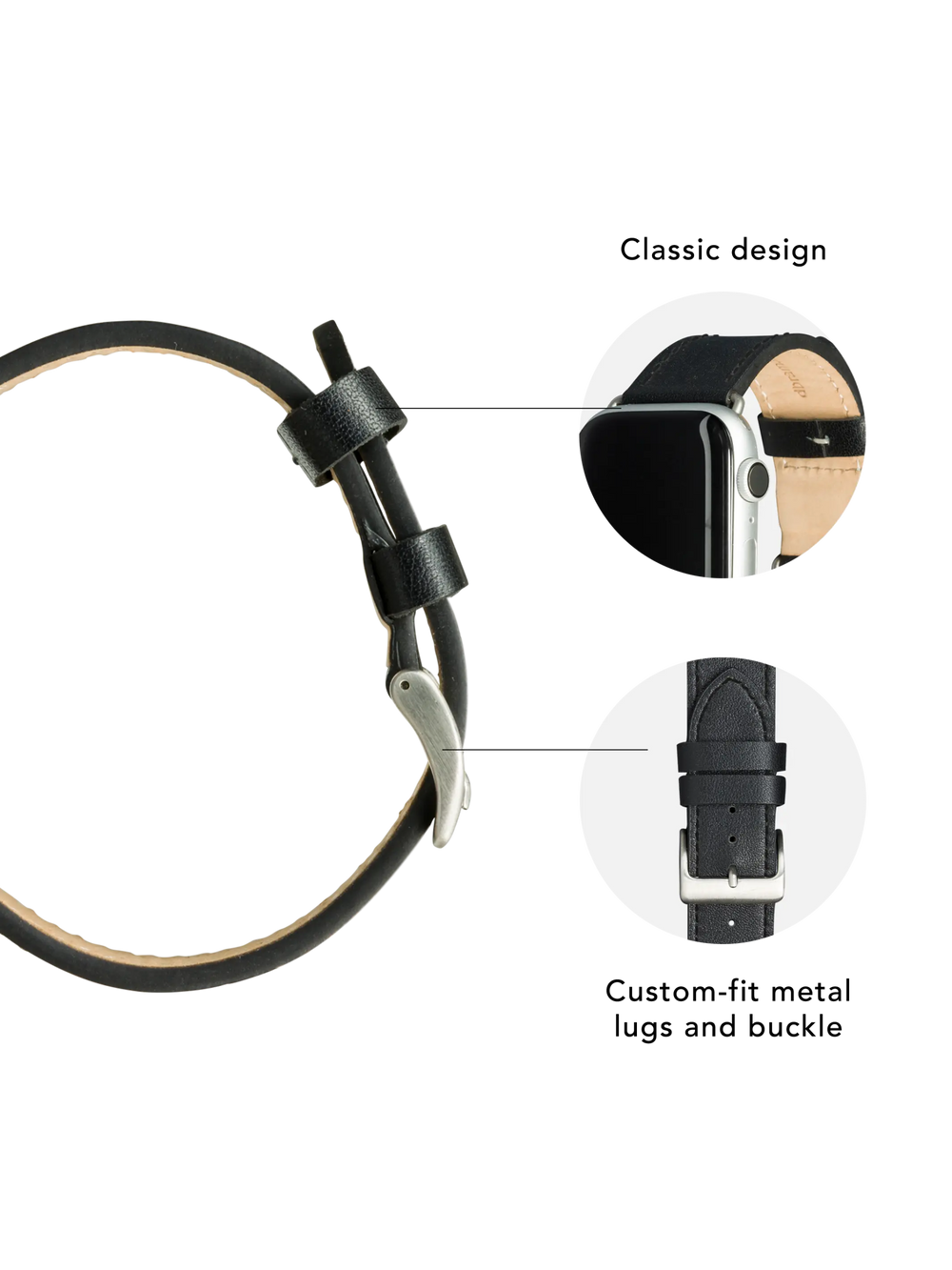 Copenhagen - Watch Strap 44mm - Black/Silver Watch Strap