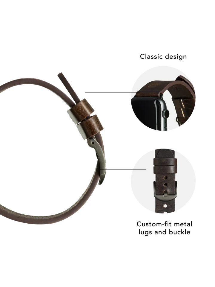 Bornholm - Watch Strap Dark Brown Space Grey 42 44 45mm Watch Bands