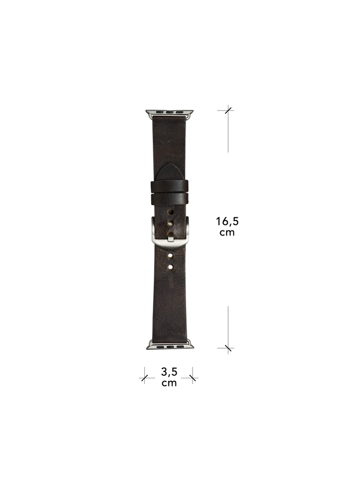 Bornholm - Watch Strap 44mm - Dark Brown/Silver Watch Strap