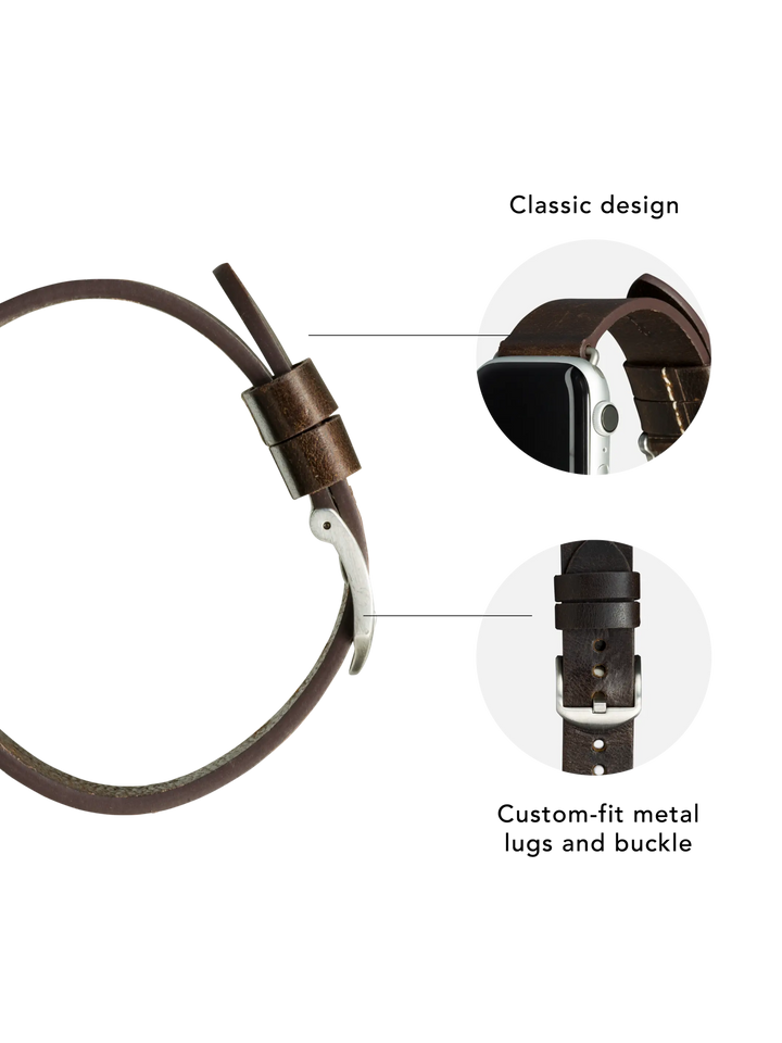Bornholm - Watch Strap 44mm - Dark Brown/Silver Watch Strap