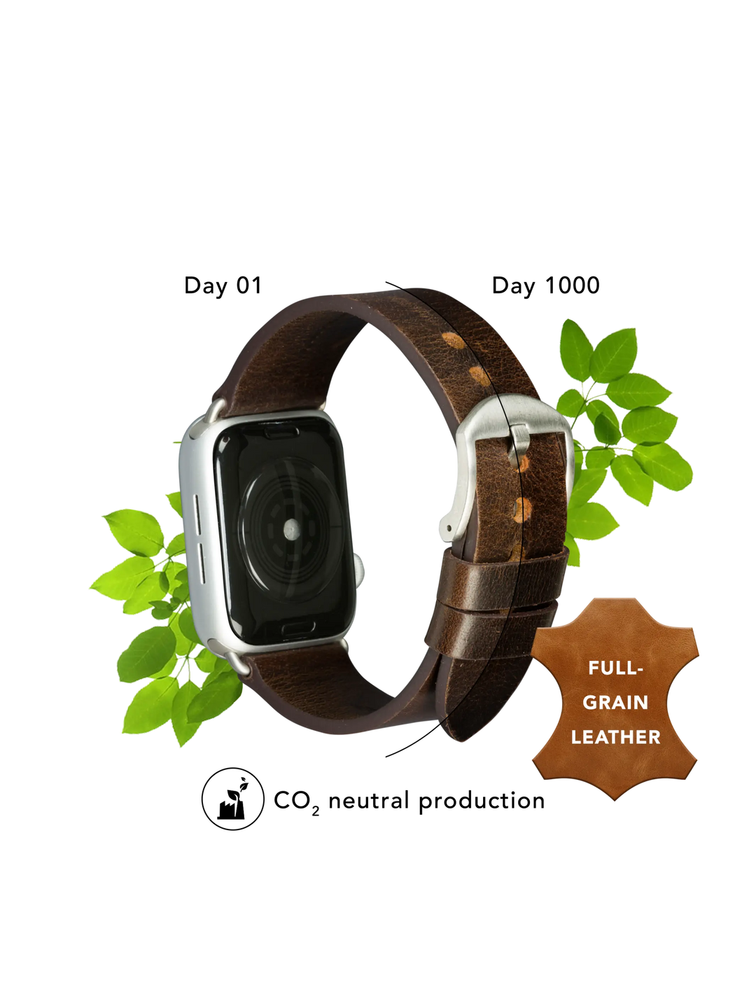 Bornholm - Watch Strap 44mm - Dark Brown/Silver Watch Strap