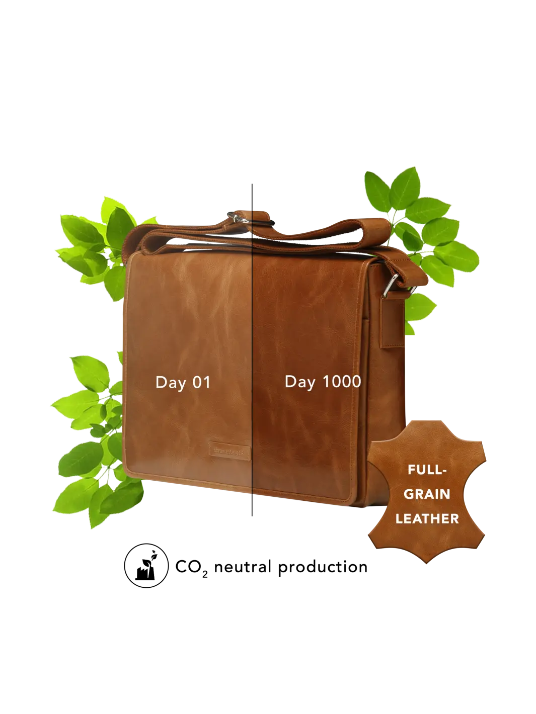 Marselisborg - 14" - Golden tan Messenger bag