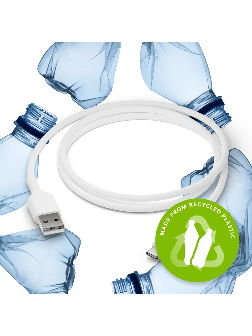 re-charge - Cable 1m USB-A to USB-C - White Cables