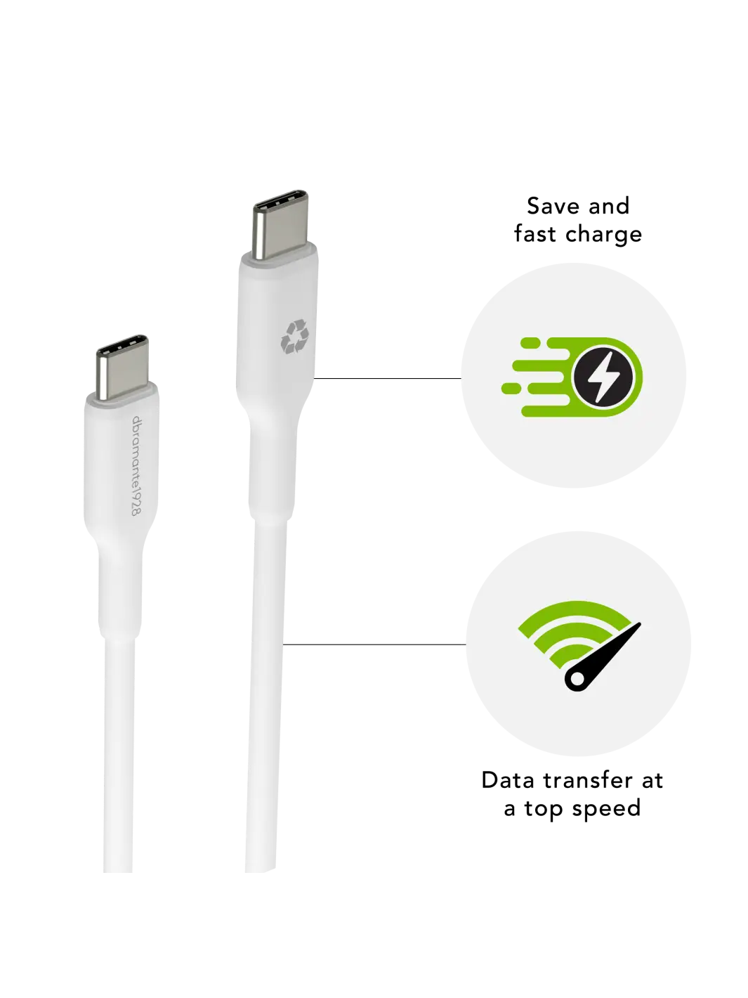 re-charge - Cable 1m USB-C to USB-C - White Cables