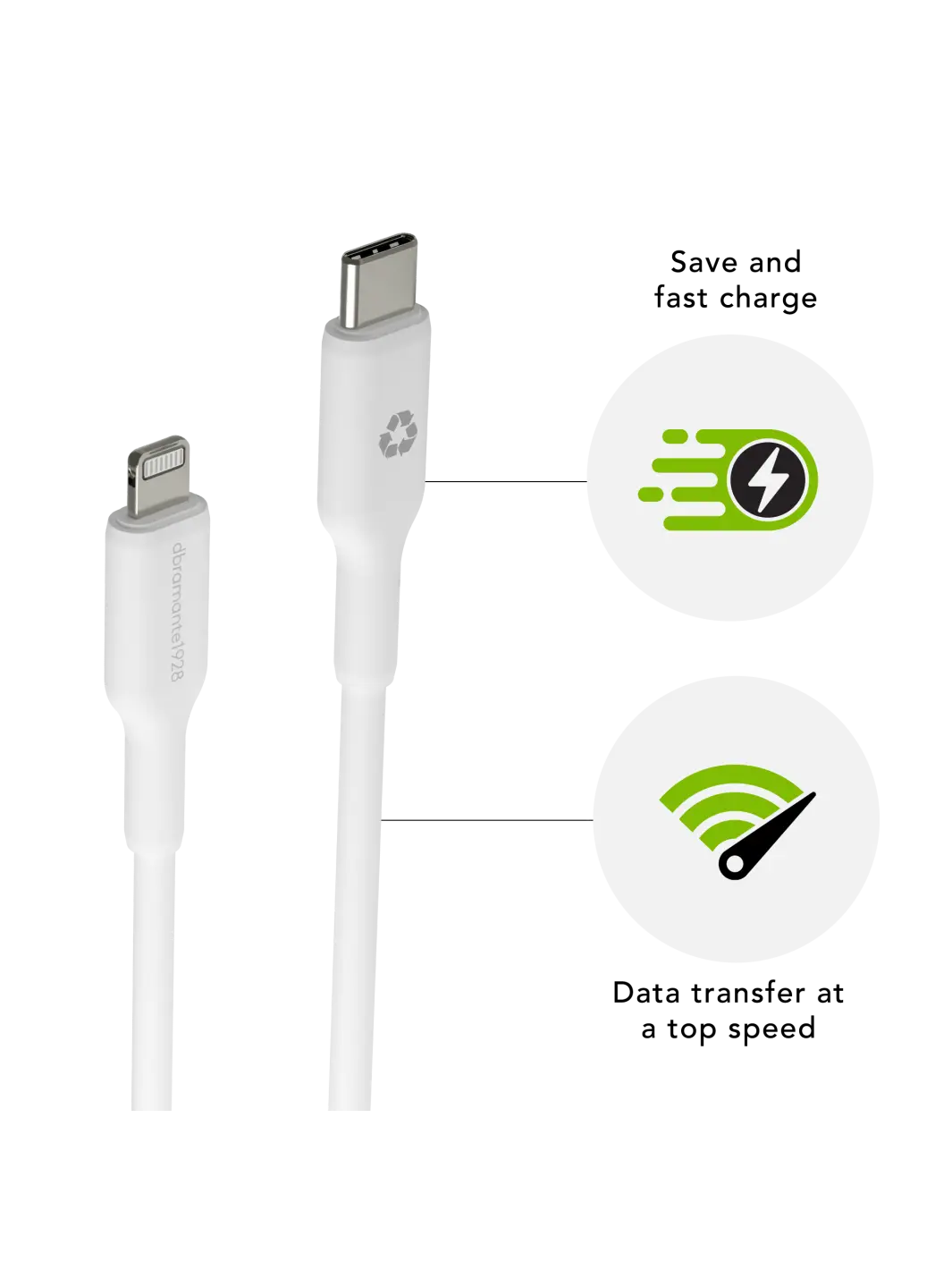re-charge - Cable 1m USB-C to Lightning - White Cables