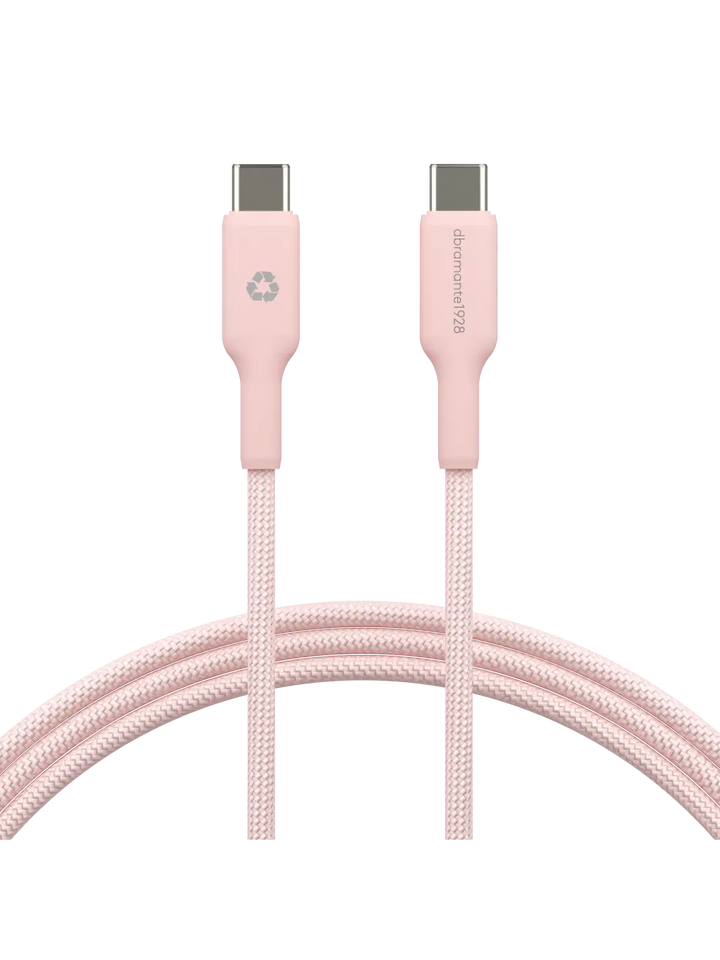 re-charge - Flettet kabel 1,5 m USB-C til USB-C 60W - Pink