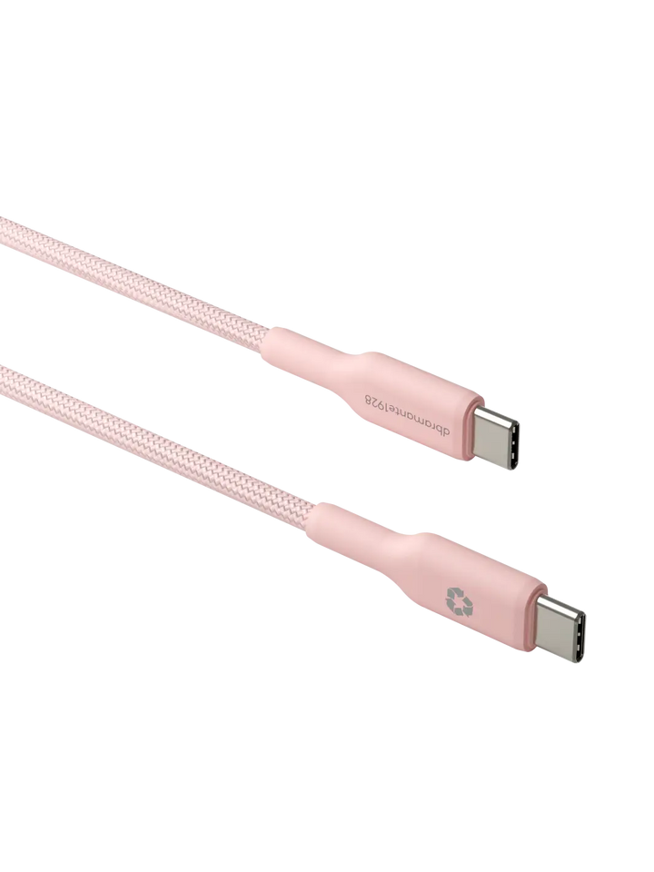 re-charge - Flettet kabel 1,5 m USB-C til USB-C 60W - Pink