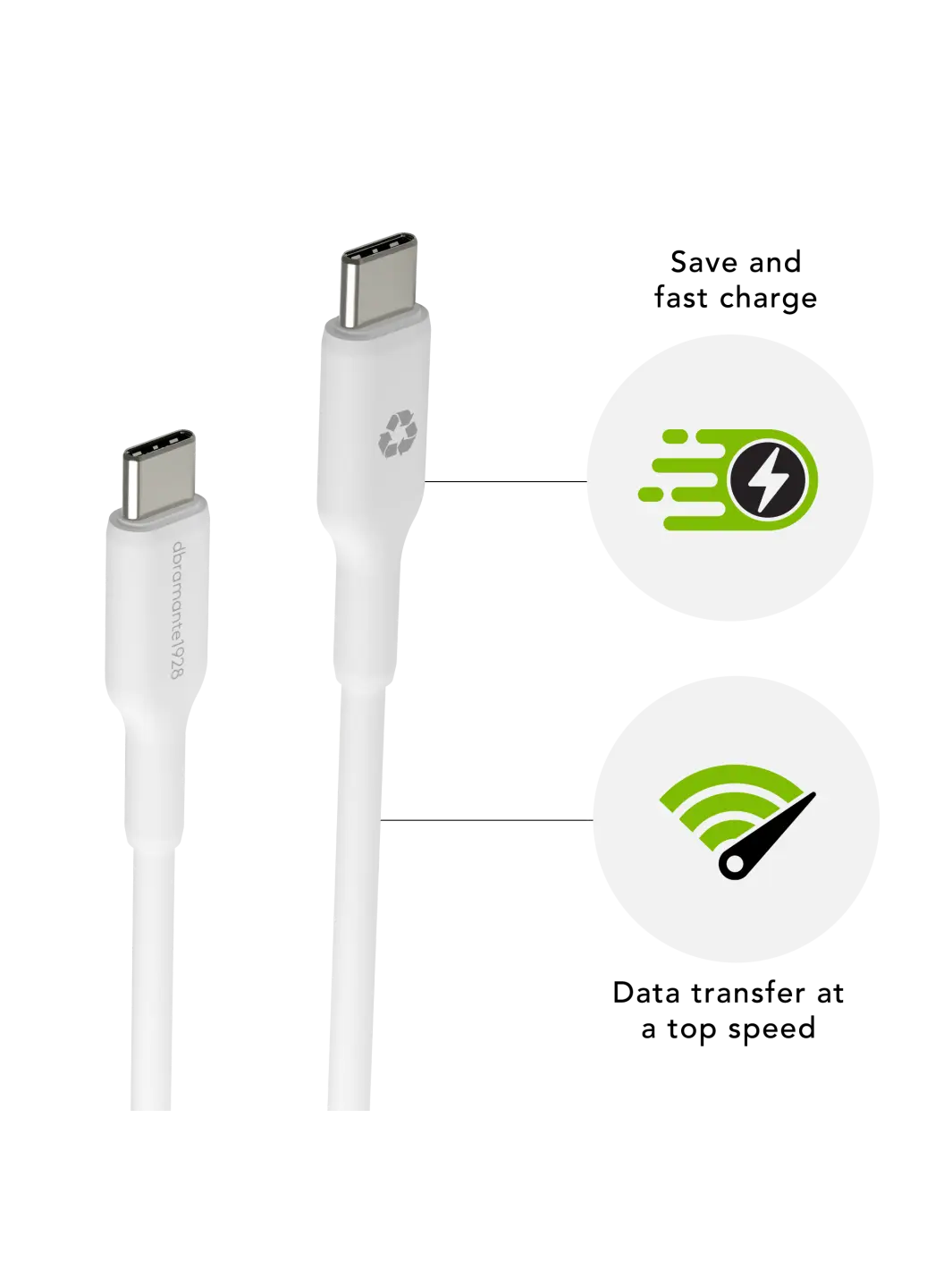 re-charge - Cable - 2m USB-C to USB-C - White Cables
