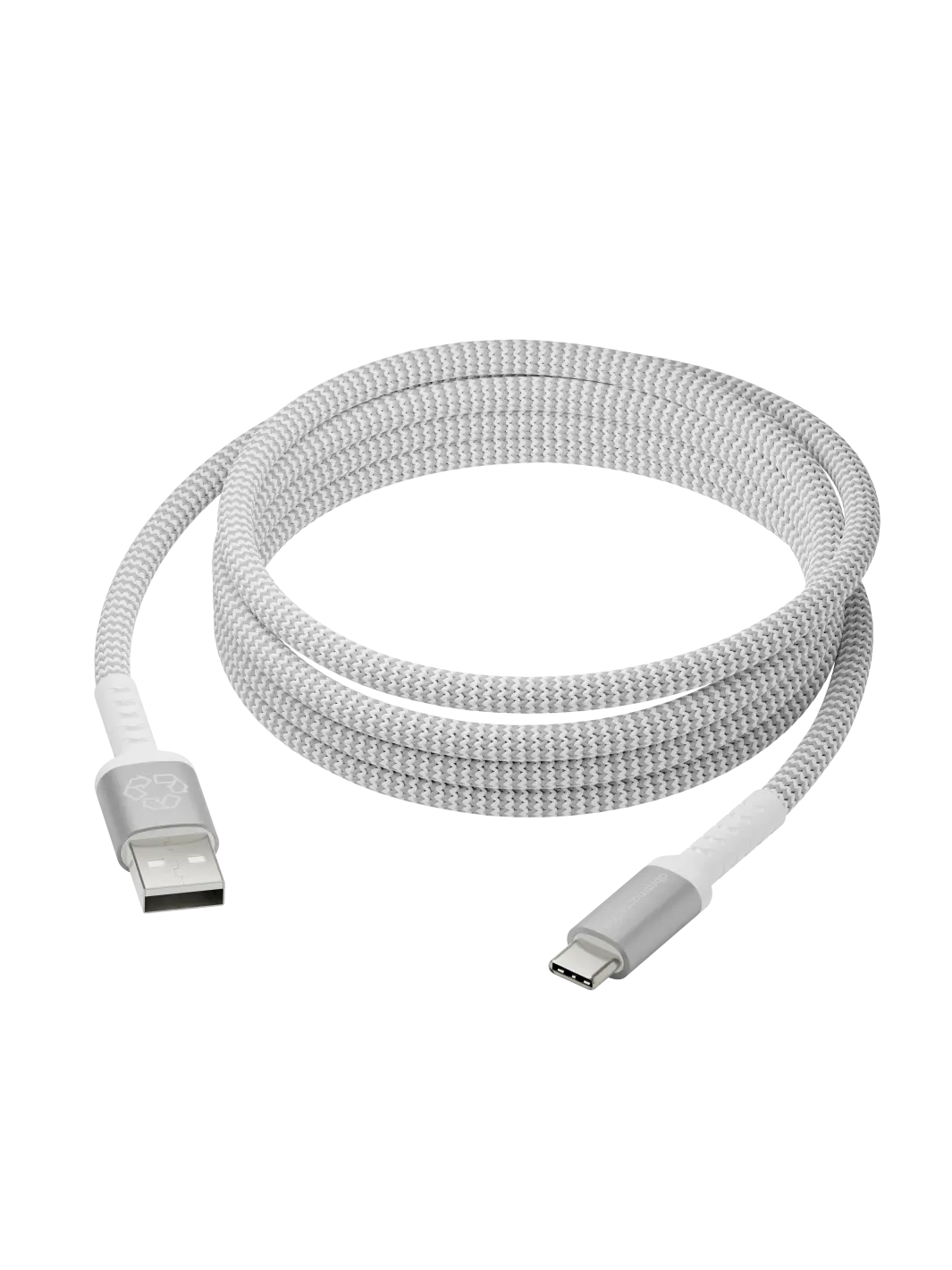 re-charge Pro - Braided Cable 2.5m USB-A to USB-C -White Cable