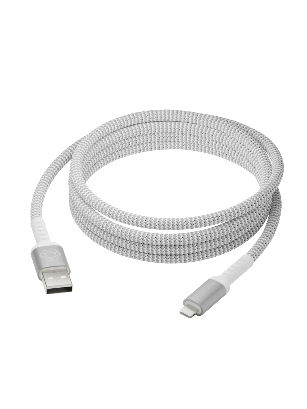 re-charge Pro - Braided Cable 2.5m USB-A to Lightning - White Cable