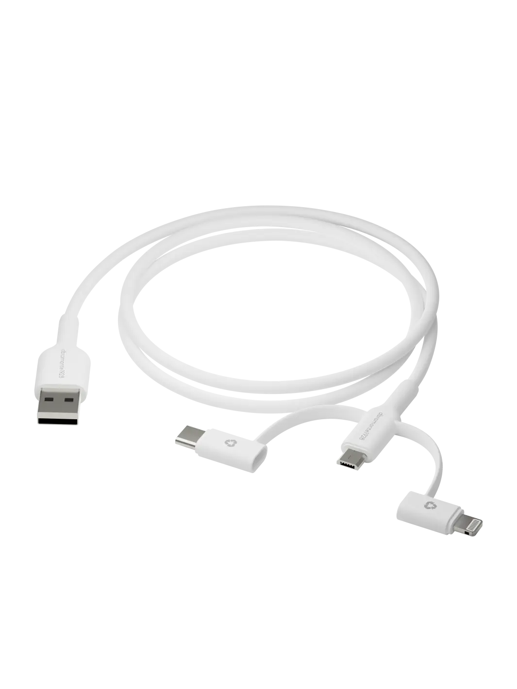 re-charge - 3in1 Cable–USB A to USB-A,C & Lightning - White Cables