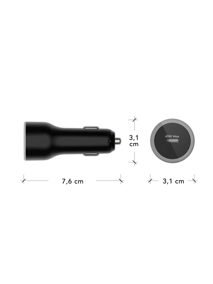 re-charge - Car Charger - USB-C 65W - Black Car Charger