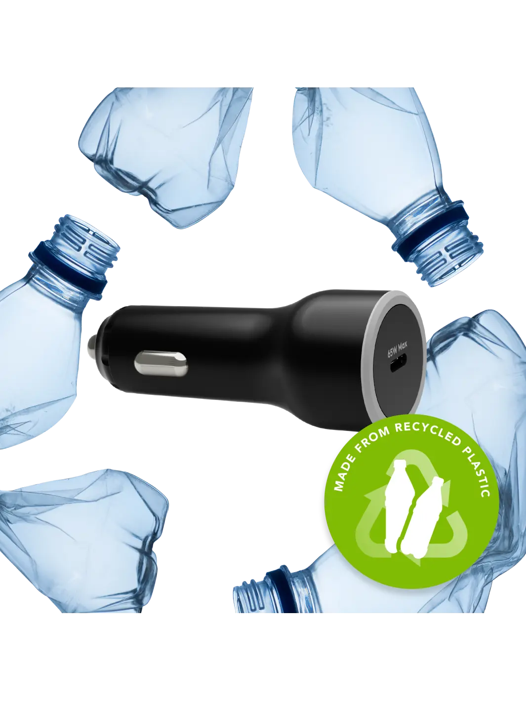 re-charge - Car Charger - USB-C 65W - Black Car Charger