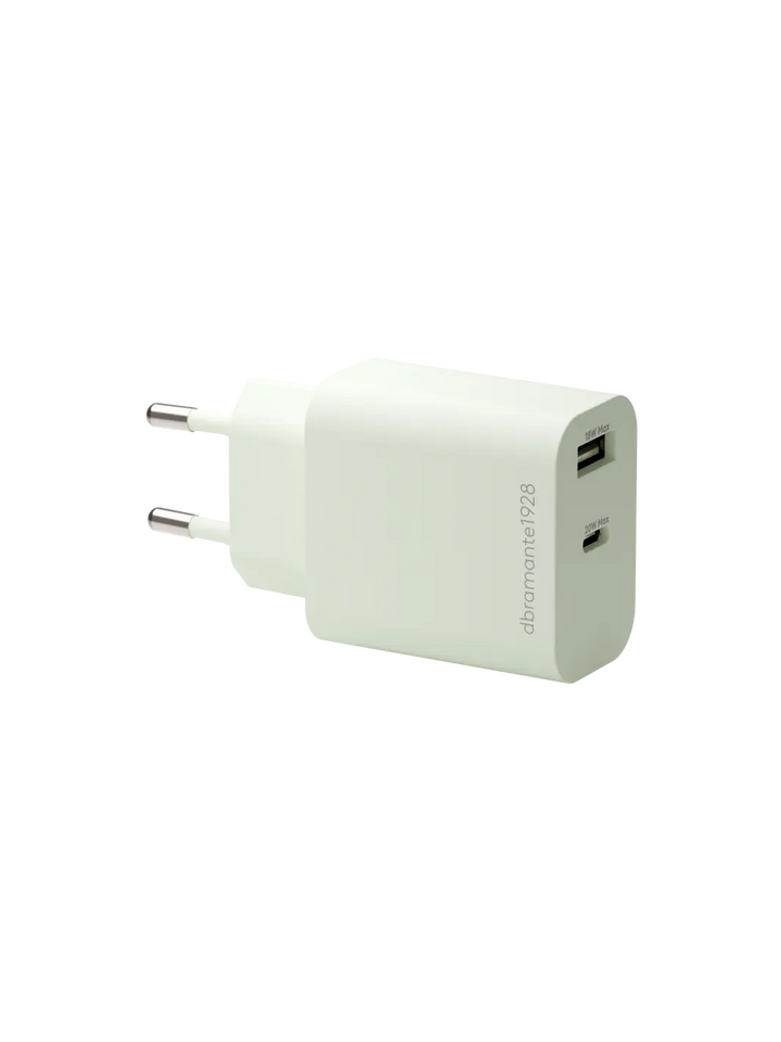 re-charge - EU-Wandladegerät USB-C 20W+USB-A 18W - Grün