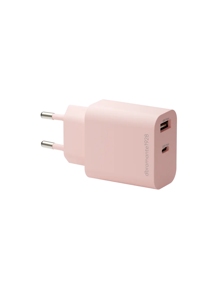 re-charge - EU-Wandladegerät USB-C 20W+USB-A 18W - Pink