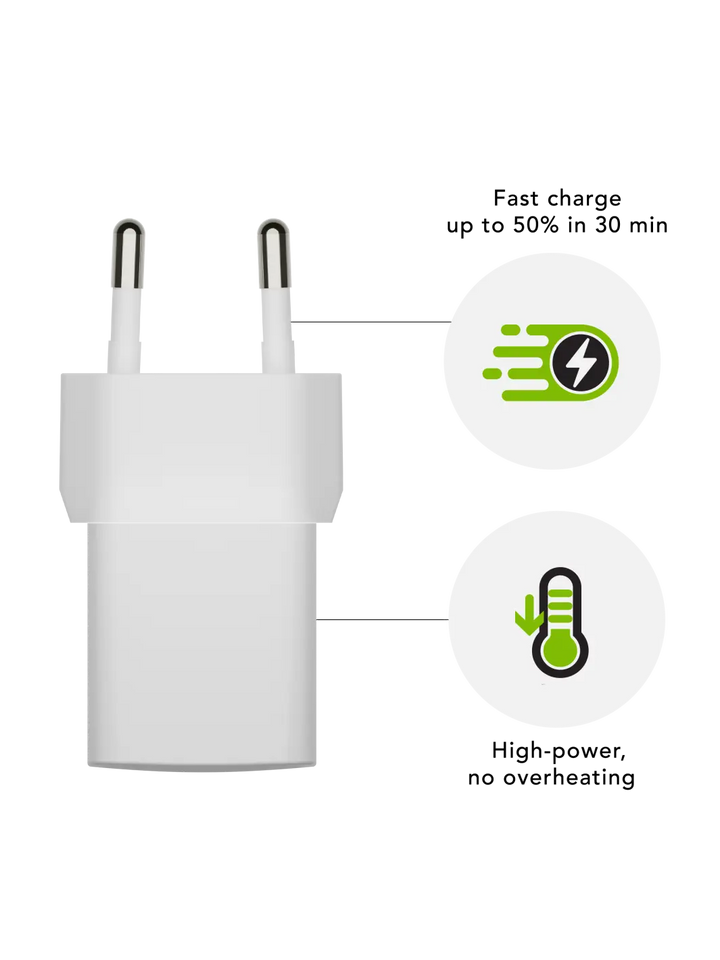re-charge Pro - EU Wall Charger USB-C 20W - White Power Adapters & Chargers