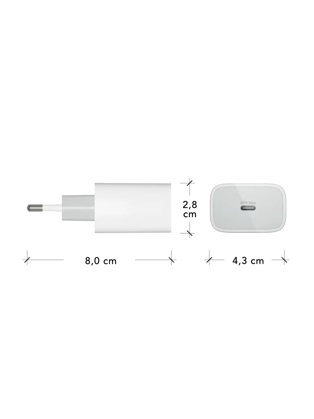 re-charge - EU Wall Charger USB-C 20W - White Power Adapters & Chargers