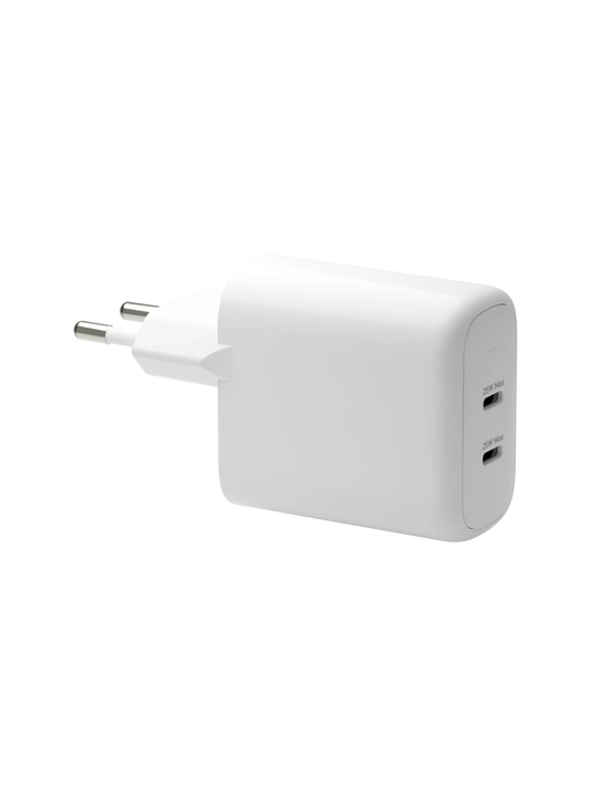 re-charge Pro - EU Wall Charger 2x USB-C 25W - White Power Adapters & Chargers