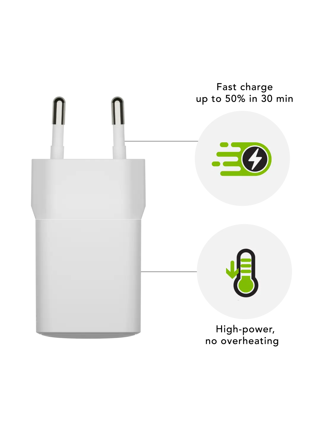re-charge Pro - EU Wall Charger - USB-C 30W - White Power Adapters & Chargers