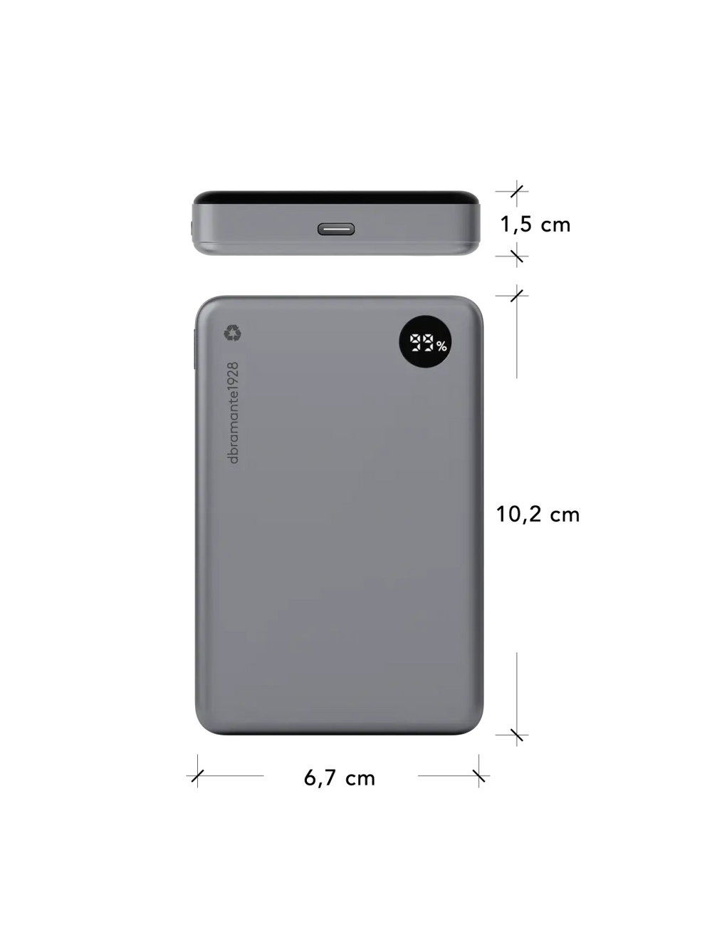 re-charge - Power Bank 10K MagSafe LED - Grey Power Bank