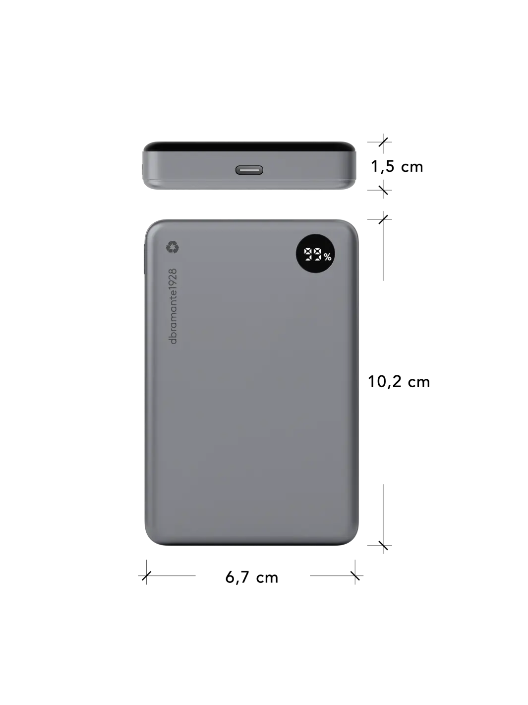 re-charge - Power Bank 10K MagSafe LED - Grey Power Bank