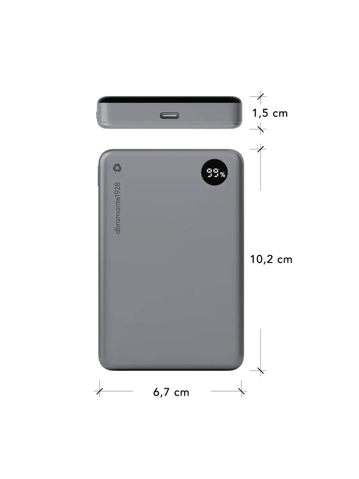 re-charge - Power Bank 10K MagSafe LED - Grey Power Bank