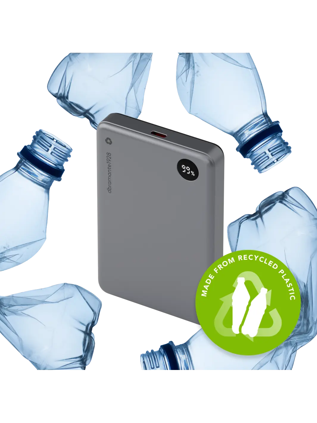 re-charge - Power Bank 10K MagSafe LED - Grey Power Bank