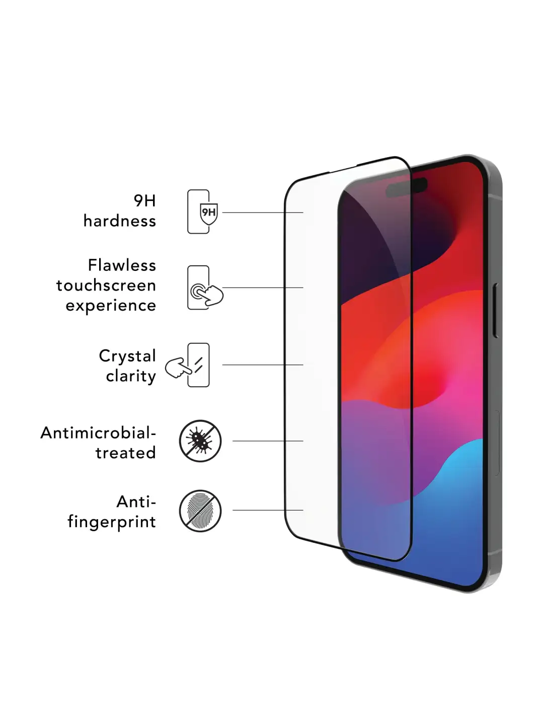 eco-shield - iPhone 15 Pro - Black edge Screen Protection