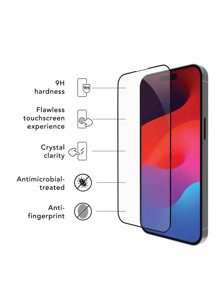 eco-shield - iPhone 15 Pro - Black edge Screen Protection