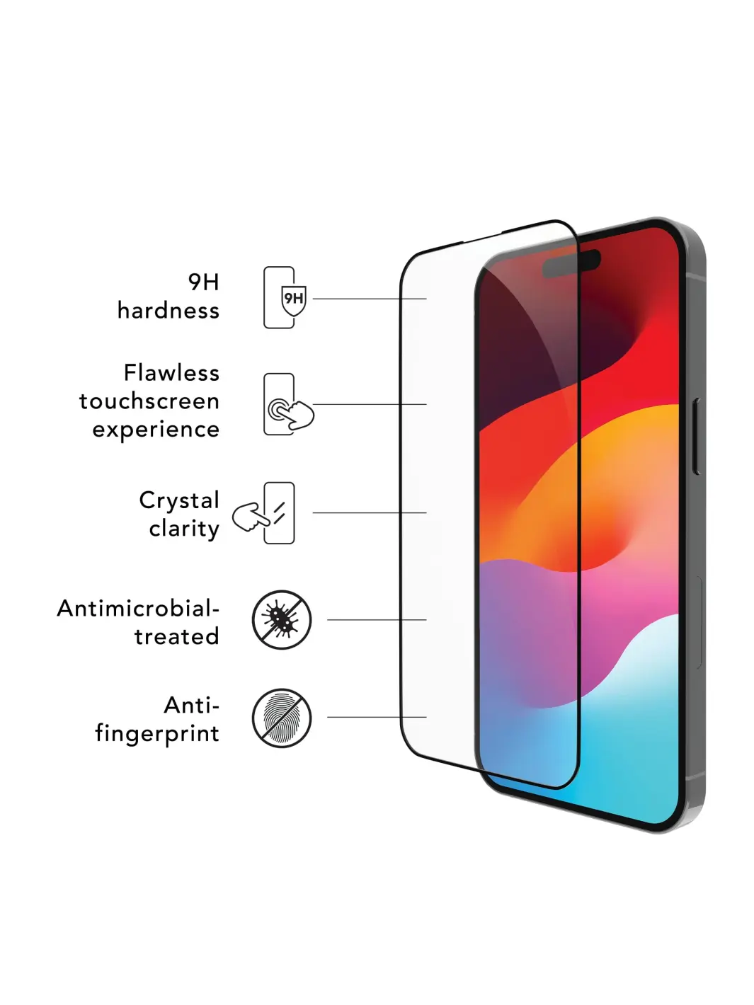 eco-shield - iPhone 15 Plus - Black edge Screen Protection