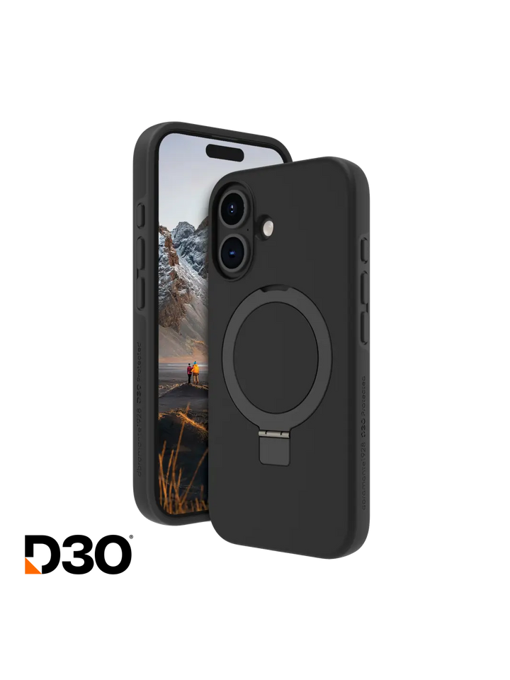 Iceland Ultra D3O MagSafe Kickstand - iPhone 16 - Black Phone Case