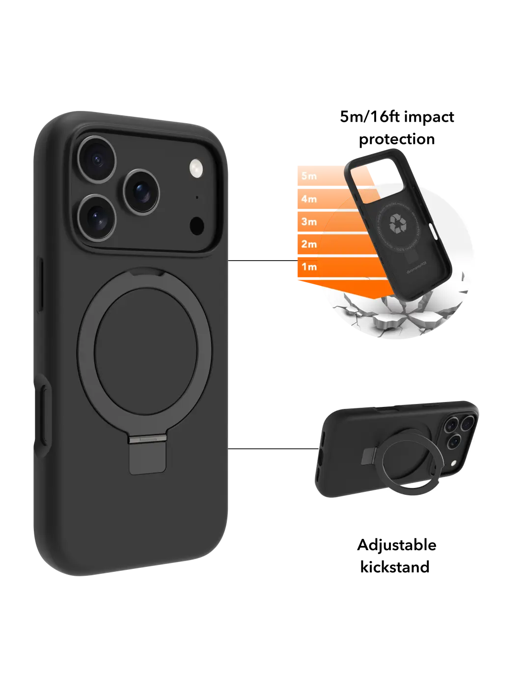 Iceland Ultra D3O MagSafe Kickstand - iPhone 17 Pro - Black Phone Case