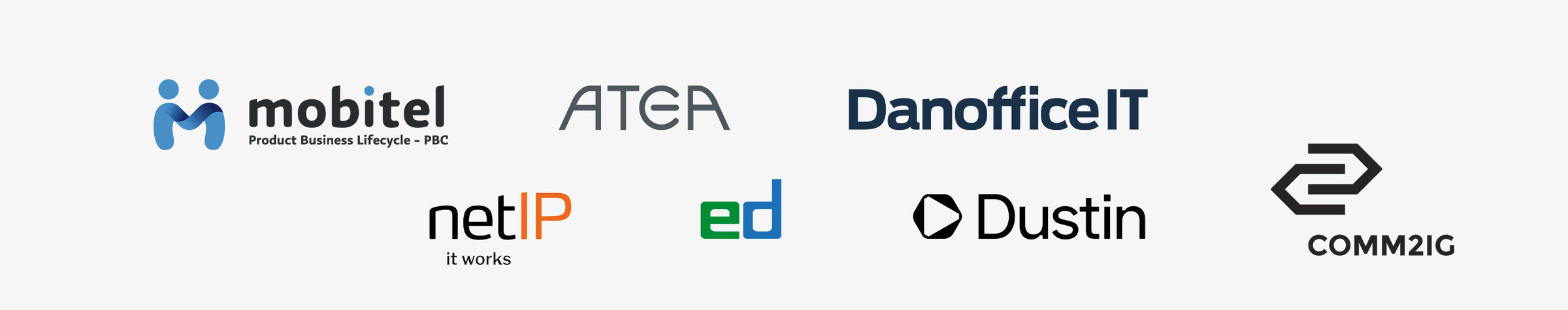 dbramante1928 partners; mobitel, Atea, DanOfficeIT, netIP, ed, Dustin og Comm2ig