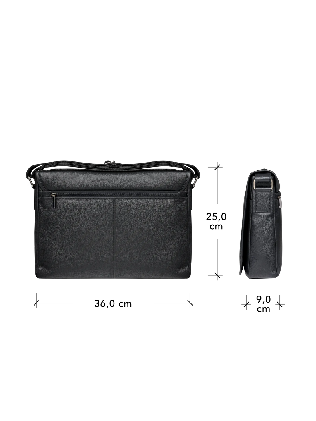 Marselisborg - 14" - Pebbled Black Messenger bag