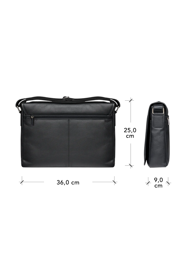 Marselisborg - 14" - Pebbled Black Messenger bag