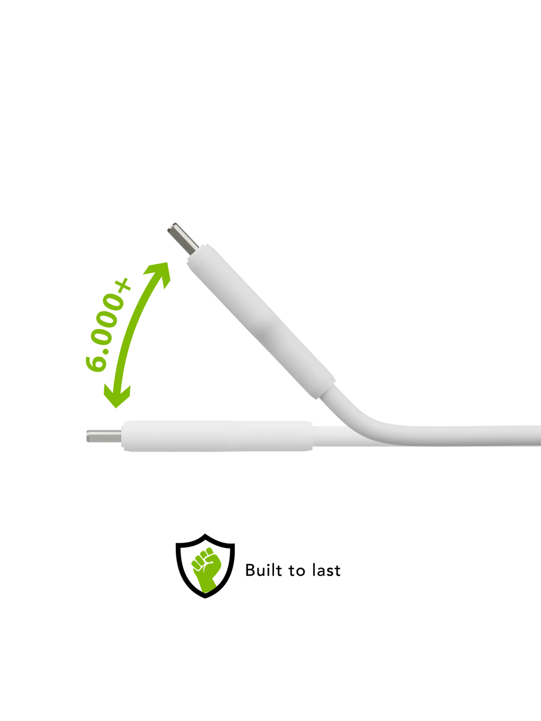 re-charge - Cable 2m USB-A to USB-C  - White