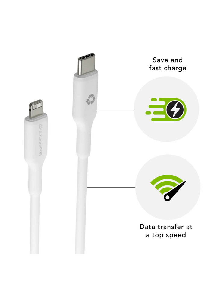 re-charge - Kabel 2m USB-C auf Lightning - Weiß