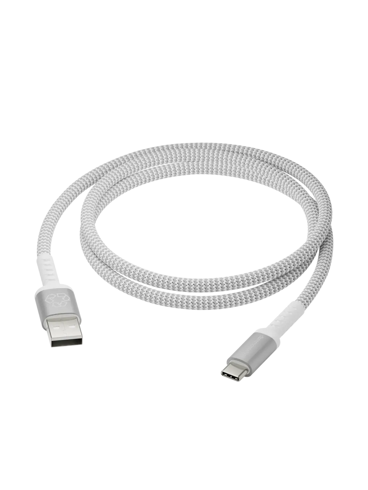 CABLES - BRAIDED White USB-A to USB-C 1.2m Cable