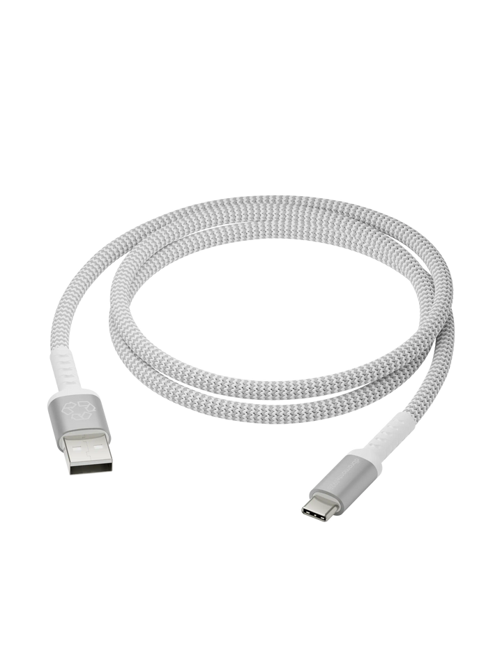 re-charge Pro - Braided Cable 1.2m USB-A to USB-C - White