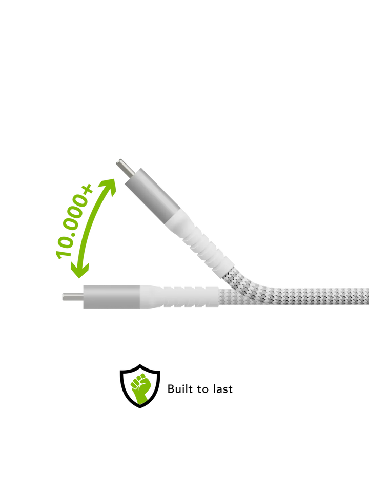 re-charge Pro - Braided Cable 1.2m USB-A to Lightning - White