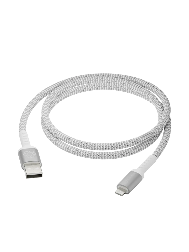 re-charge Pro - Braided Cable 1.2m USB-A to Lightning - White