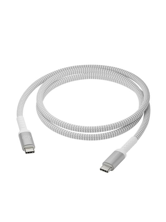 re-charge Pro - Braided Cable 1.2m USB-C to USB-C 100W - White