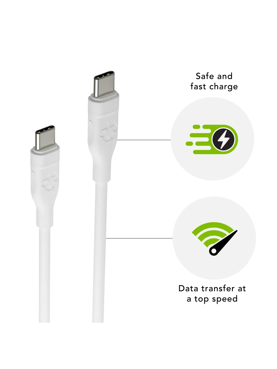 re-charge Pro - Kabel 1,2 m USB-C zu USB-C 100W - Weiß
