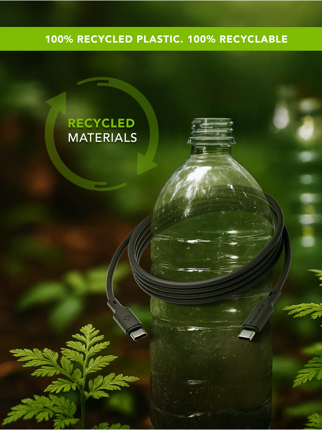 re-charge IT - Cable - 2m USB-C/USB-C 100W - Black Cable