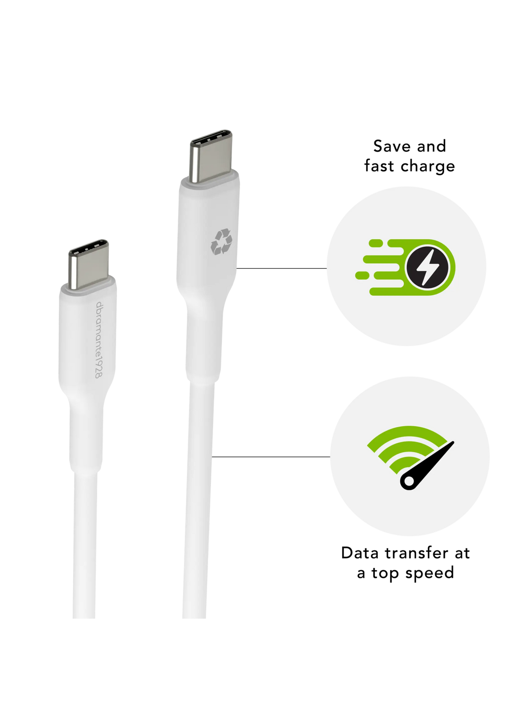 re-charge - Cable - 2m USB-C to USB-C  - White