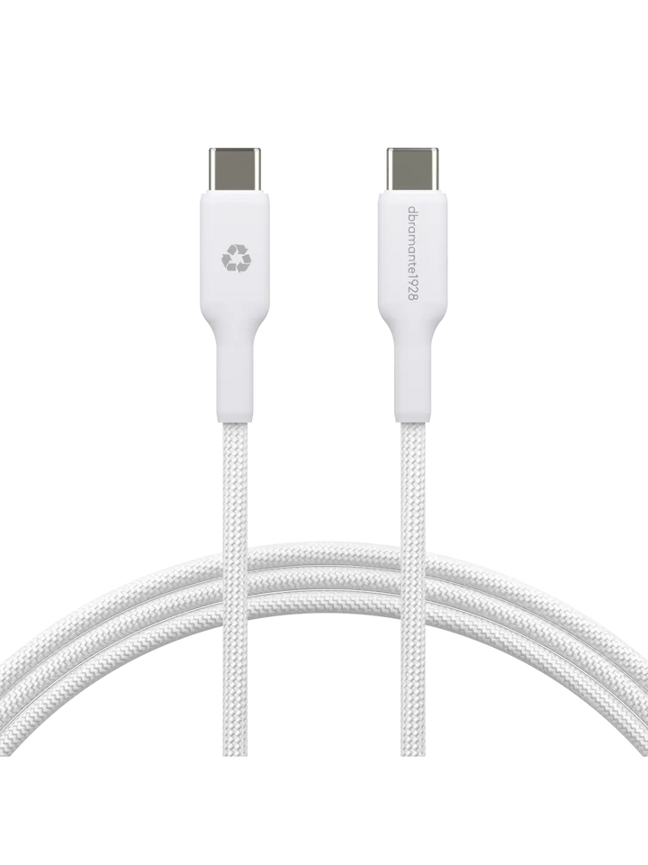 re-charge - Geflochtenes Kabel 1,5m USB-C zu USB-C 60W - Weiß