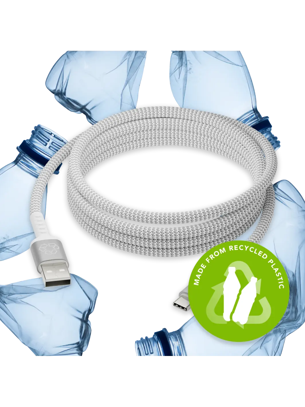 re-charge Pro - Braided Cable 2.5m USB-A to USB-C -White