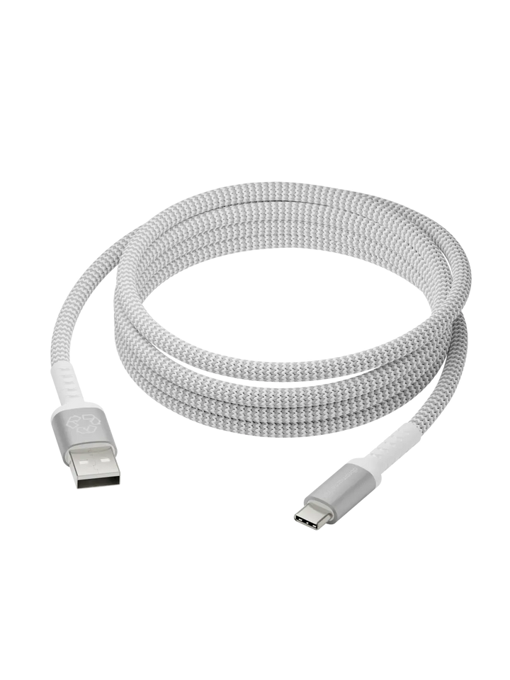 re-charge Pro - Braided Cable 2.5m USB-A to USB-C -White