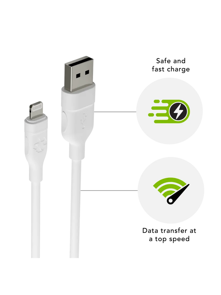 CABLES - STANDARD White USB-A to Lightning 2.5m Cables