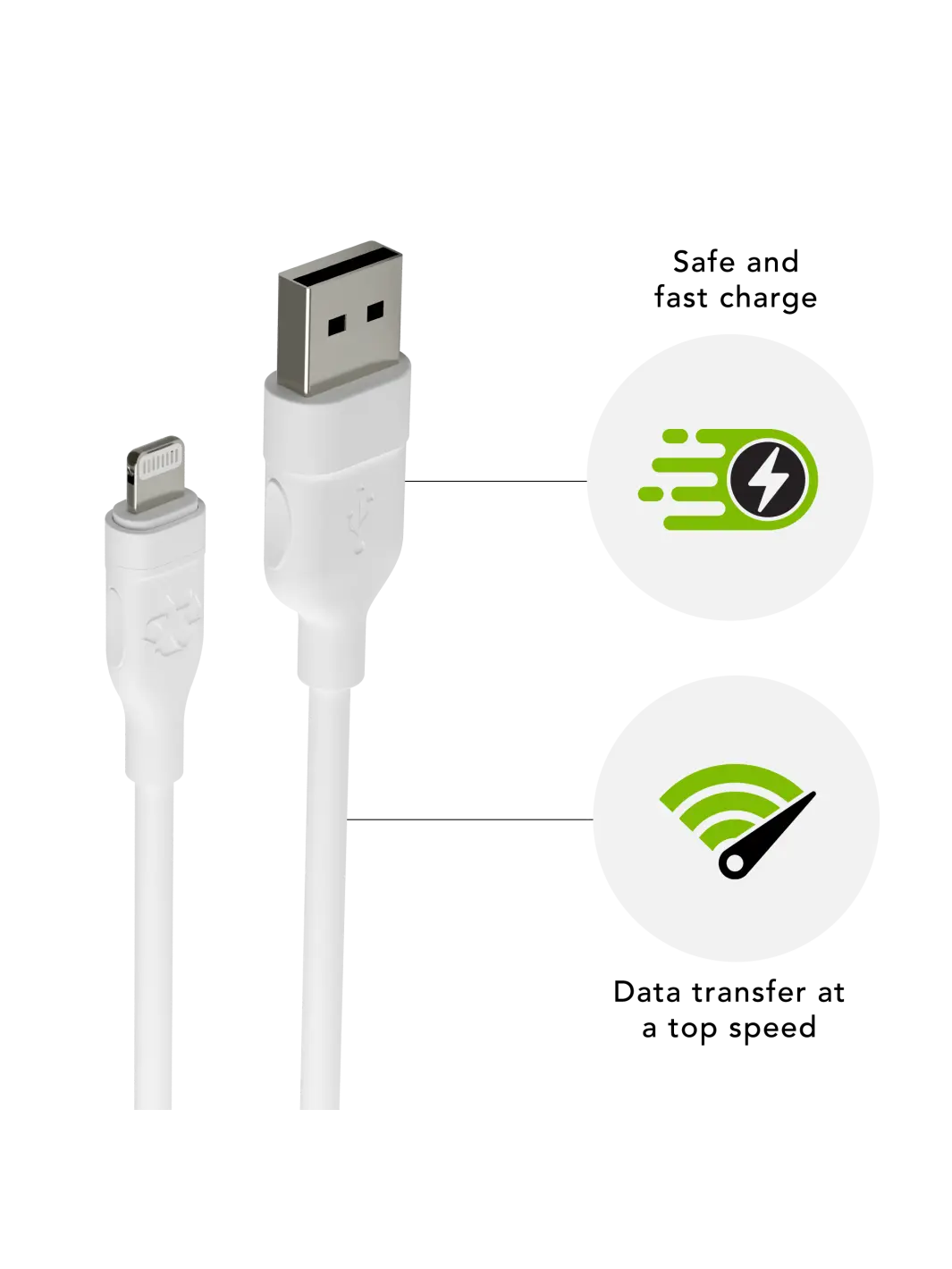 re-charge Pro - Kabel 2,5 m USB-A zu Lightning - Weiß